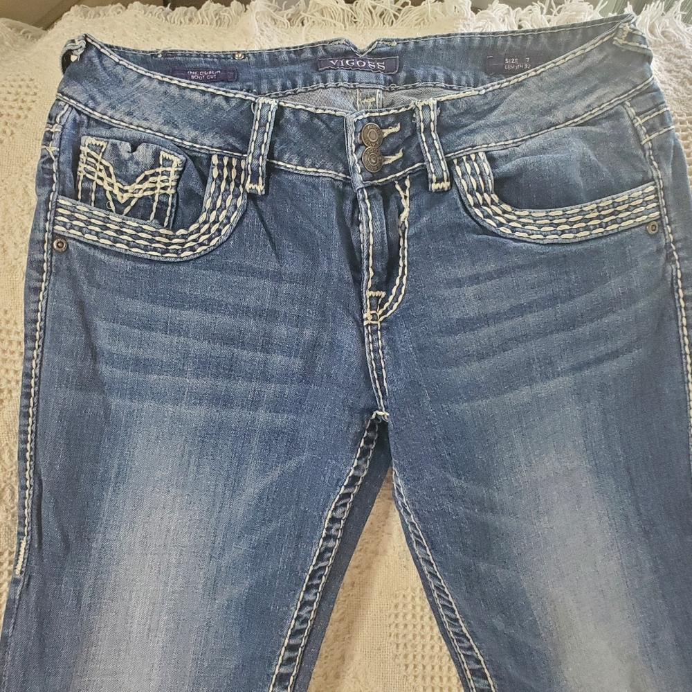 Womens Retro Vigoss heavy stitched Boot cut jeans pants denim The Dublin size 7